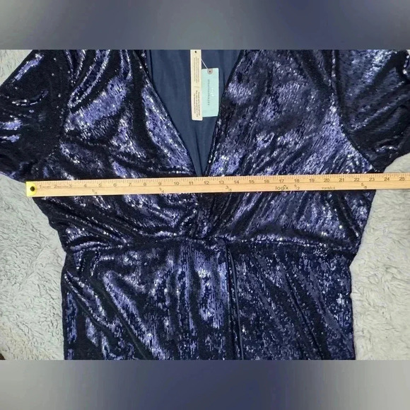 By Anthropologie Twist-Front Sequin Dress Size 22 Cocktail V-Neck Disco - Picture 12 of 14